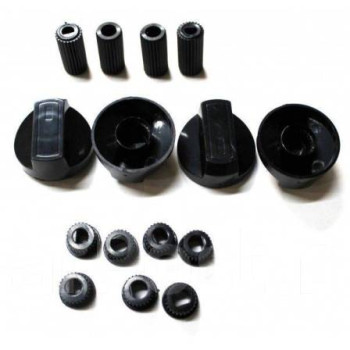 Ручка газового крана, универсальная, черная, комплект 4 штуки																