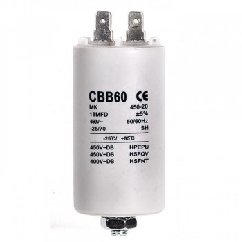 Конденсатор пусковой, 18 мкФ, 450V, с креплением 
