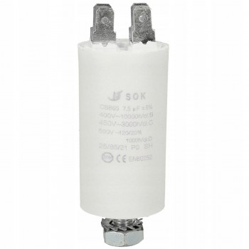 Конденсатор пусковой, 7.5 мкФ, 450V, с креплением 