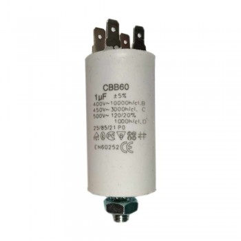 Конденсатор пусковой, 1 мкФ, 450V, с креплением 