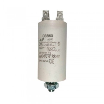 Конденсатор пусковой, 4 мкФ, 450V, с креплением 