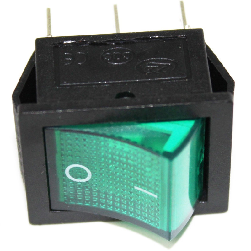 Выключатель одноклавишный широкий с зеленой индикаторной лампой, 16А, 250В, для водонагревателей