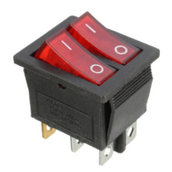 Выключатель двухклавишный, с индикаторной лампой, 15А-125В, 16А-250В, для водонагревателей