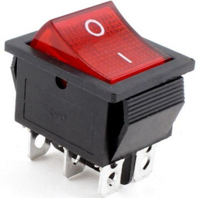 Выключатель одноклавишный широкий с красной индикаторной лампой, 16А, 250В, для водонагревателей