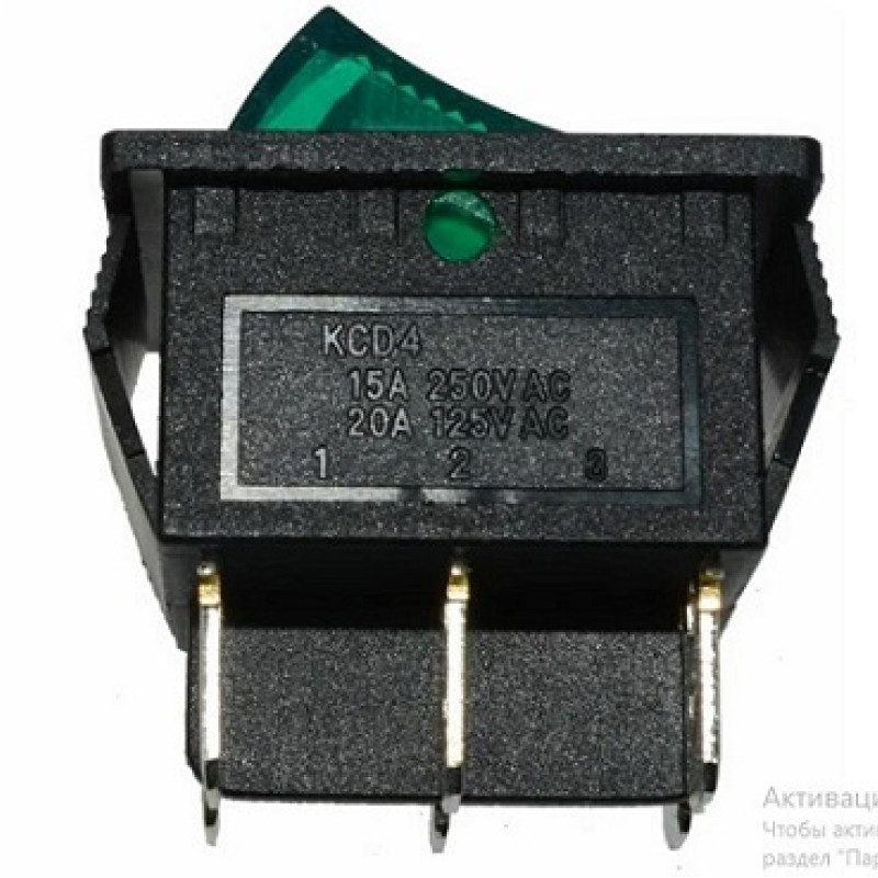 Выключатель одноклавишный широкий с зеленой индикаторной лампой, 16А, 250В, для водонагревателей